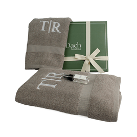 Kit Elegância - Jogo com 2 Toalhas Quebec Personalizáveis com Iniciais + 1 Mini Aromatizador ou Vela