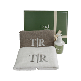 Kit Lavabo com 2 Toalhas de Rosto Personalizáveis com Iniciais + 1 Sabonete Líquido Alecrim